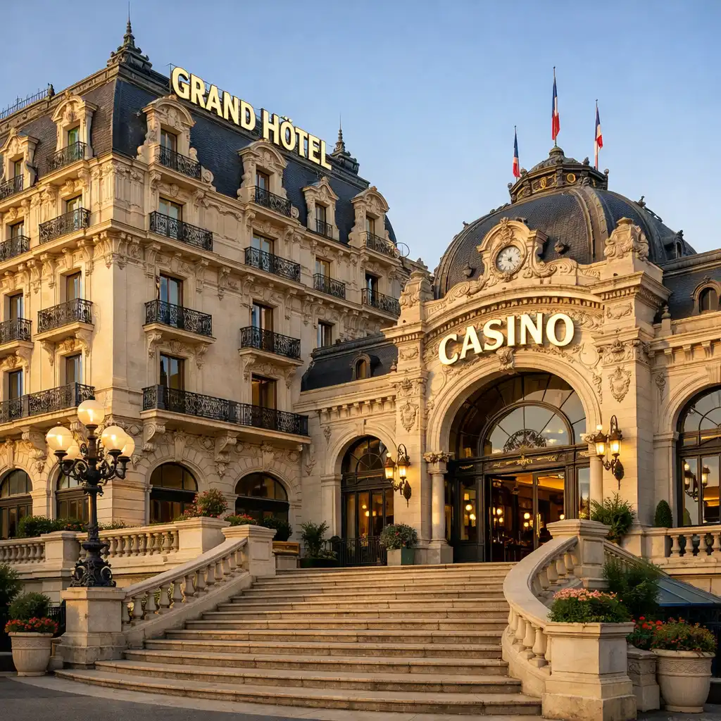 Hôtel de casino français de style Belle Époque avec façade monumentale